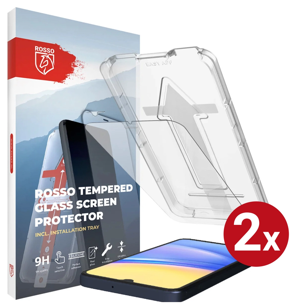 Rosso Samsung Galaxy A15 Tempered Glass met Installatietray (2-Pack) afbeelding 1