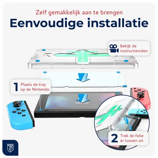 Rosso Nintendo Switch Tempered Glass met Installatietray (2-Pack) afbeelding 2