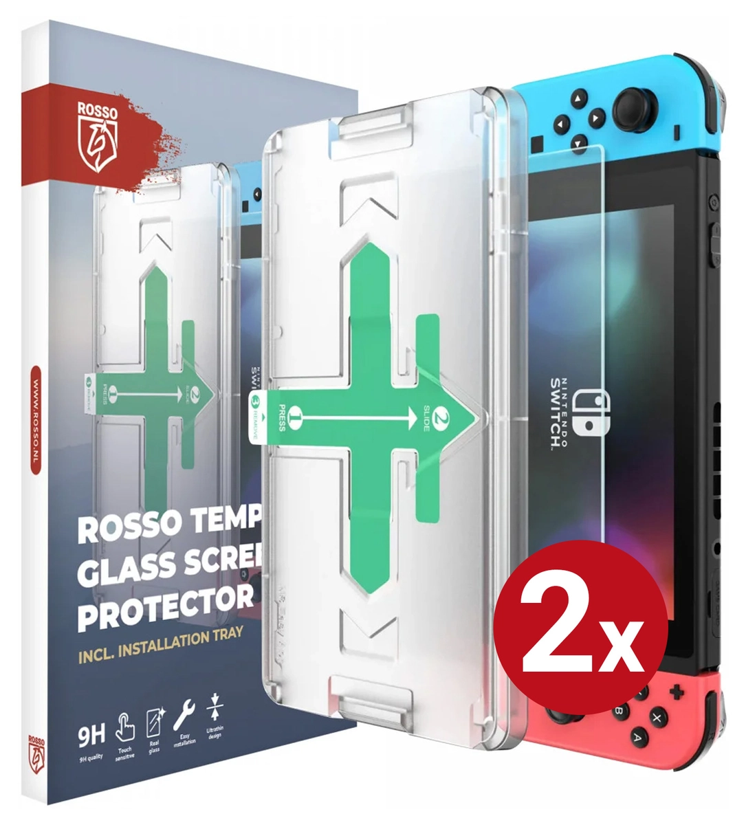 Rosso Nintendo Switch Tempered Glass met Installatietray (2-Pack) afbeelding 10