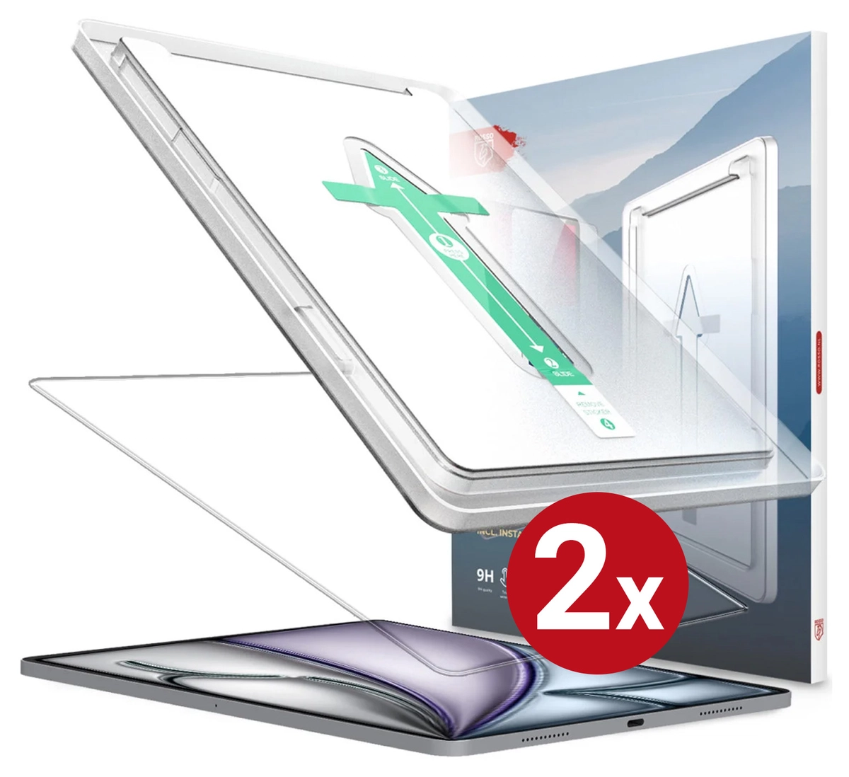 Rosso iPad Air 13 (24/25/26) Tempered Glass Installatietray (2-Pack) afbeelding 10