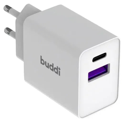 Buddi 30W USB-C & USB-A Oplader met Buddi Flex USB-C Kabel 1M Wit afbeelding 2