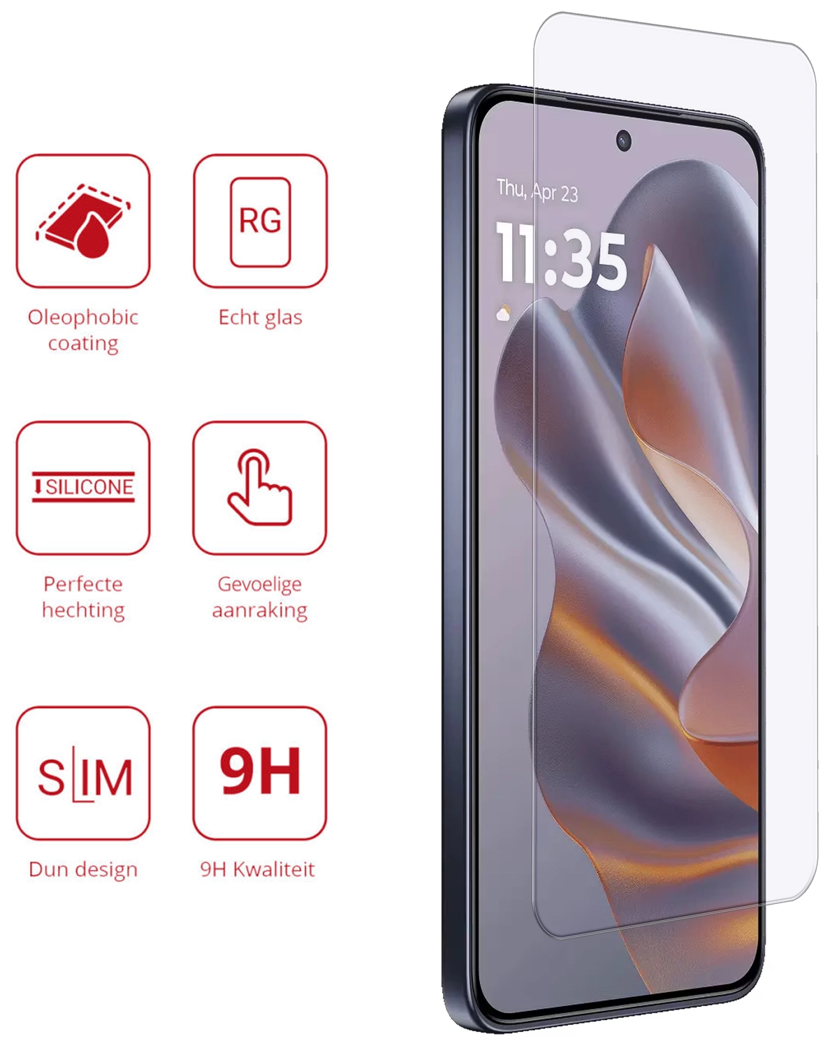 Rosso Motorola Edge 60 Neo 9H Tempered Glass Screen Protector afbeelding 2