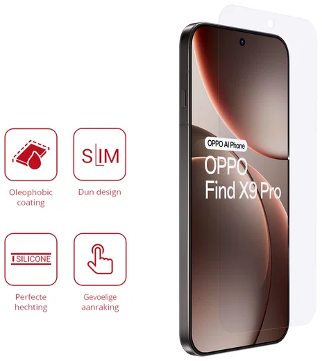 Rosso Oppo Find X9 Pro Screen Protector Case Friendly Folie Duo Pack afbeelding 2