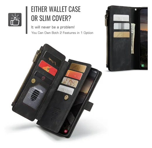 CaseMe C30 Samsung Galaxy S26 Hoesje Pasjeshouder Book Case Zwart afbeelding 9
