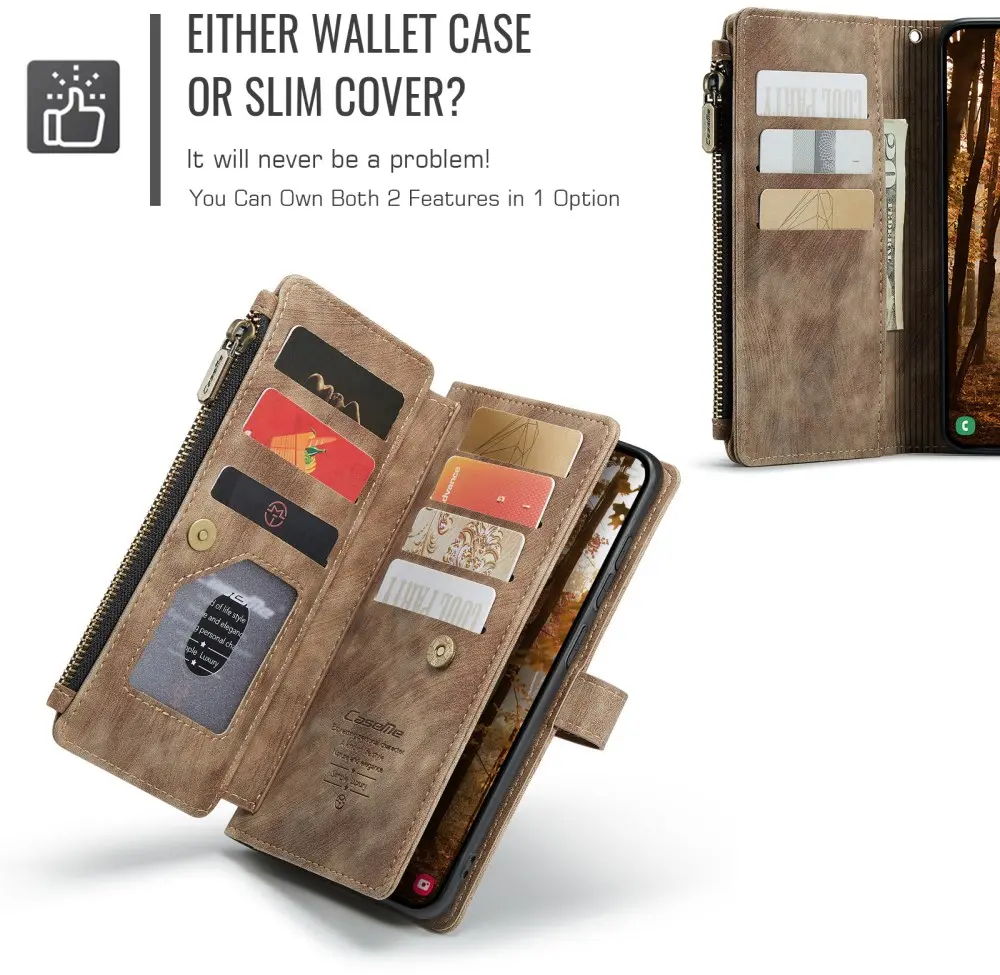 CaseMe C30 Samsung Galaxy S26 Hoesje Pasjeshouder Book Case Bruin afbeelding 9