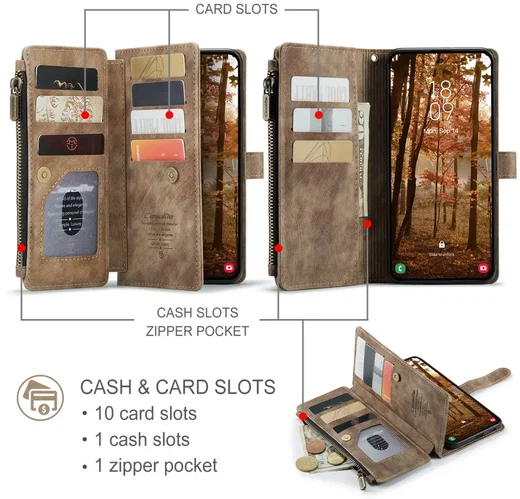 CaseMe C30 Samsung Galaxy S26 Hoesje Pasjeshouder Book Case Bruin afbeelding 4