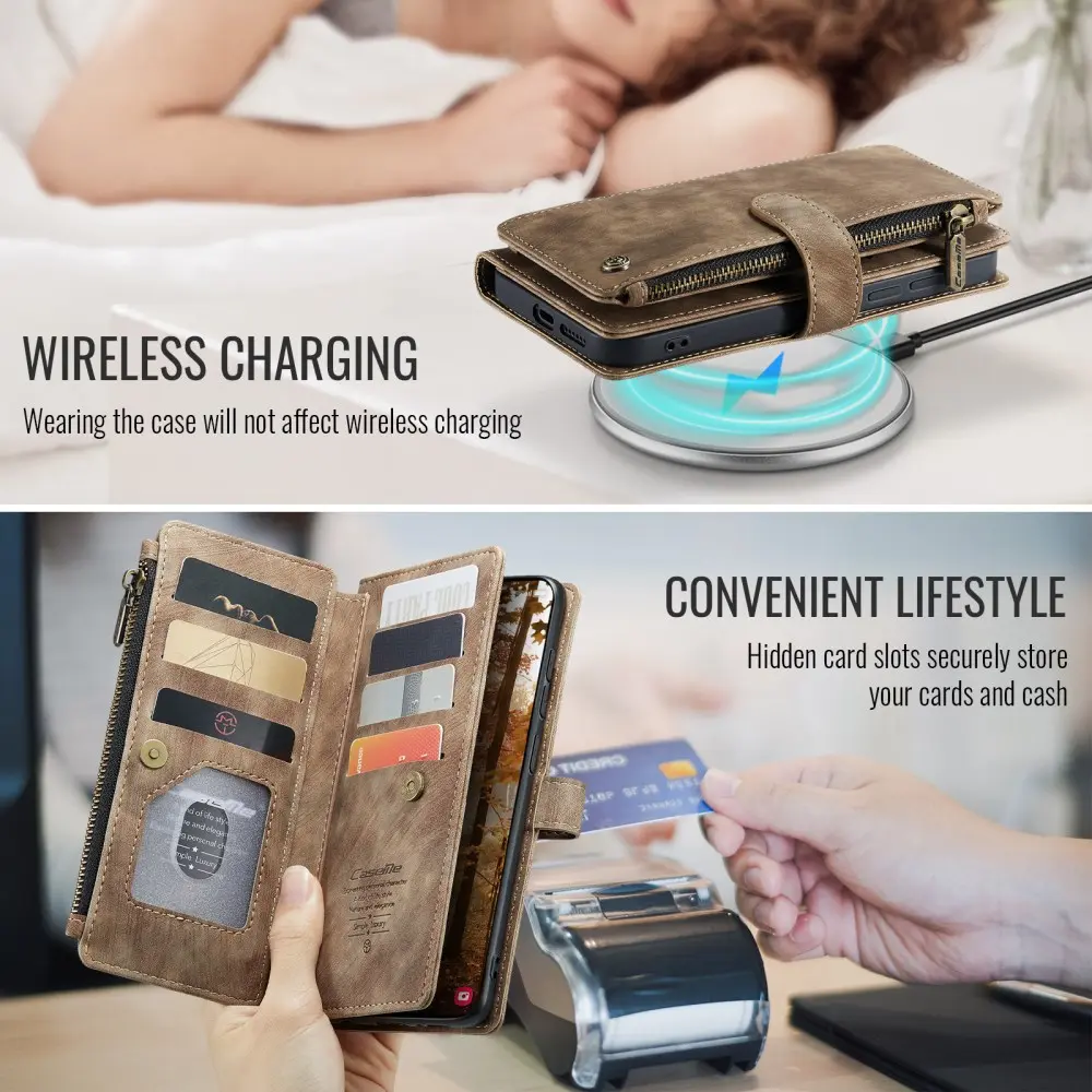 CaseMe C30 Samsung Galaxy S26 Hoesje Pasjeshouder Book Case Bruin afbeelding 8
