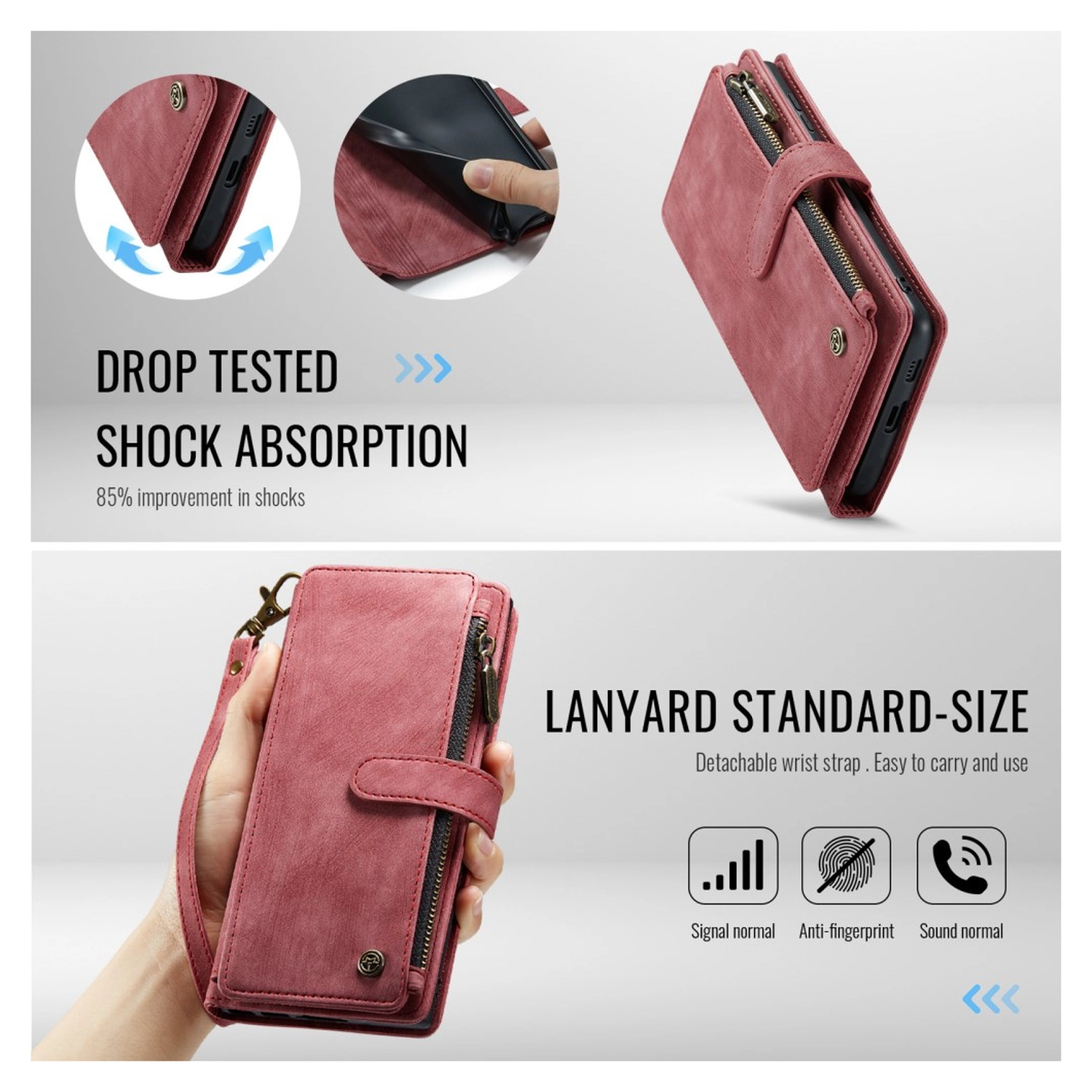 CaseMe C30 Samsung Galaxy S26 Hoesje Pasjeshouder Book Case Rood afbeelding 7