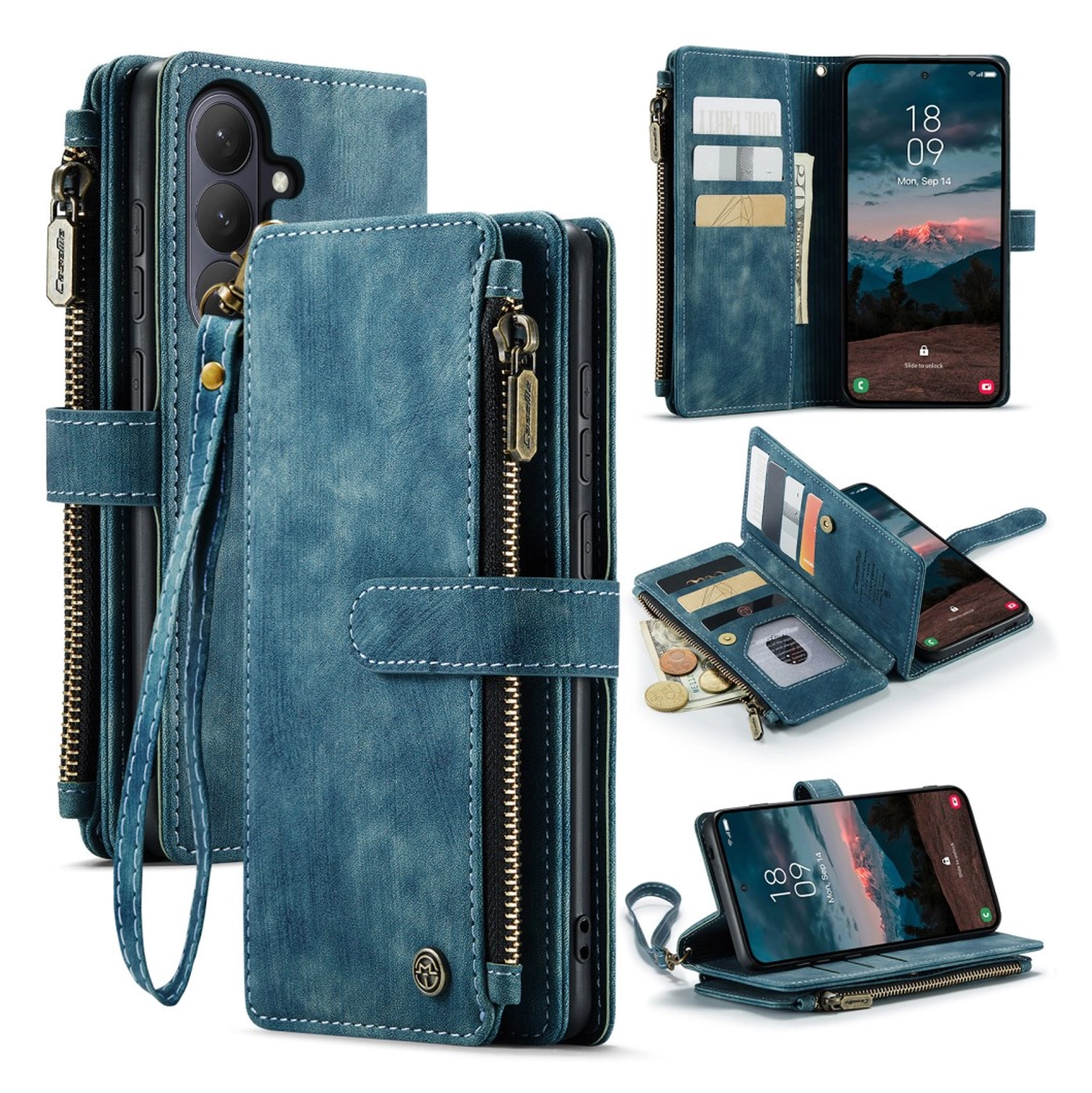 CaseMe C30 Samsung Galaxy S26 Hoesje Pasjeshouder Book Case Blauw afbeelding 2