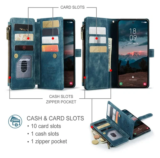 CaseMe C30 Samsung Galaxy S26 Hoesje Pasjeshouder Book Case Blauw afbeelding 4