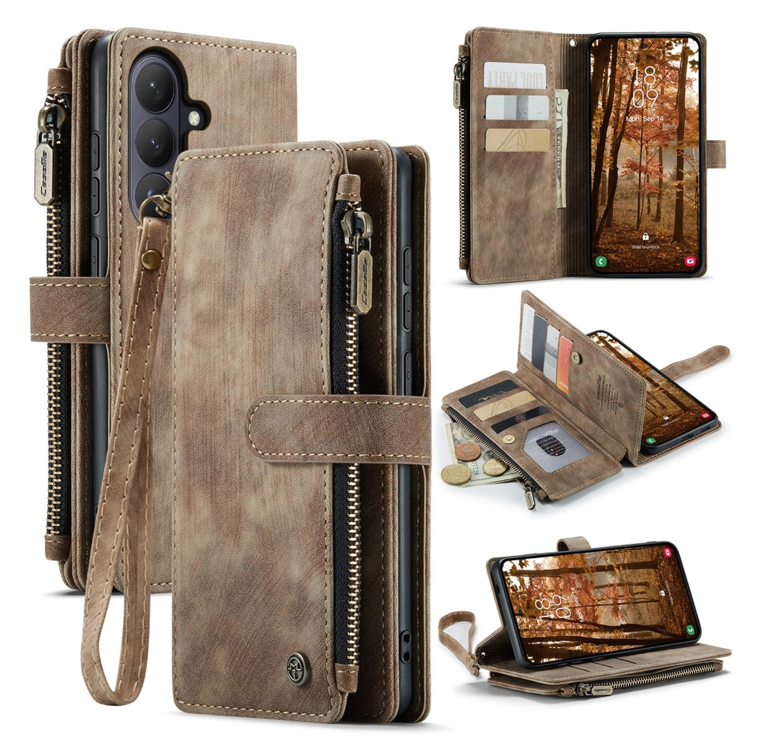 CaseMe C30 Samsung Galaxy S26 Plus Hoesje Pasjeshouder Book Case Bruin afbeelding 2