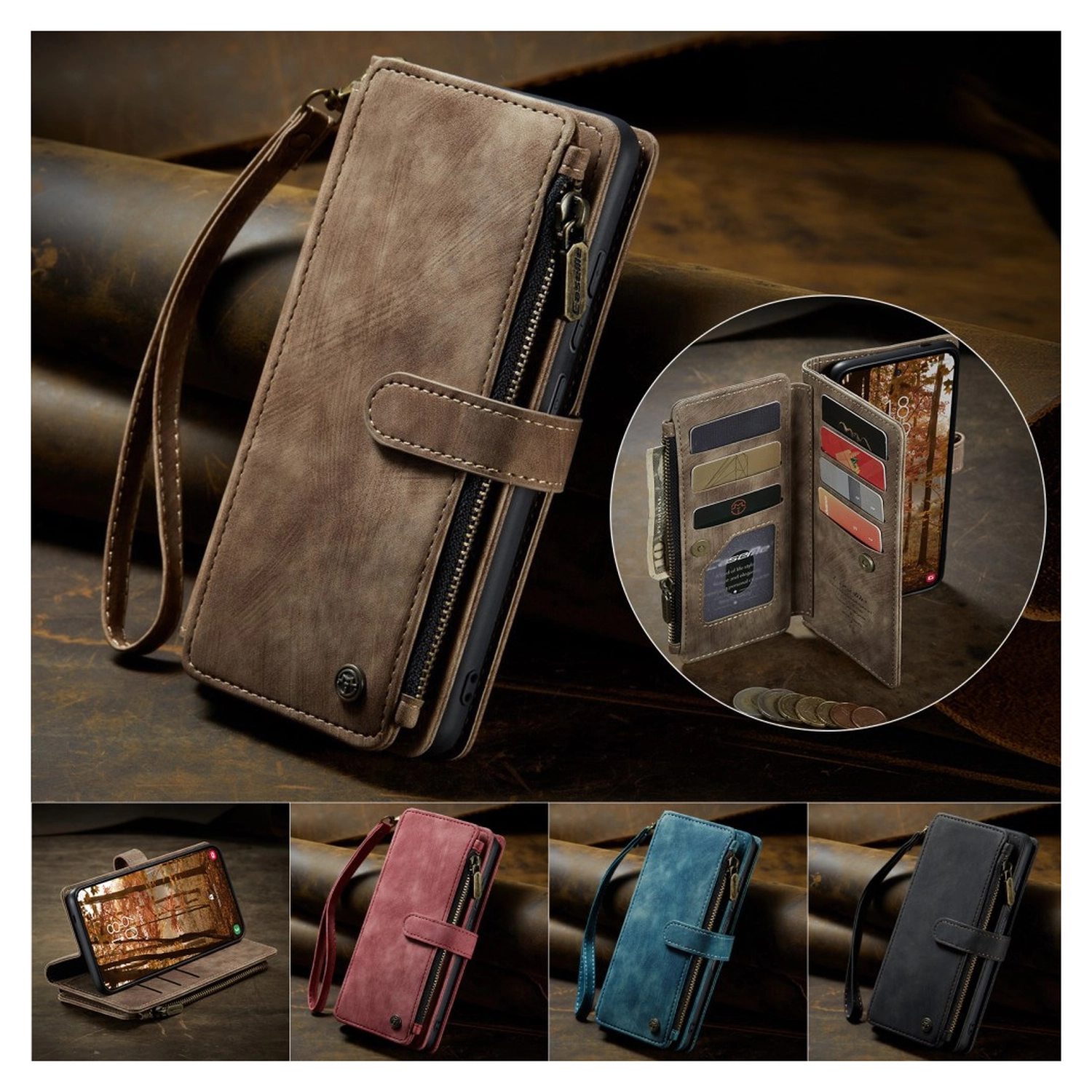 CaseMe C30 Samsung Galaxy S26 Plus Hoesje Pasjeshouder Book Case Bruin afbeelding 5