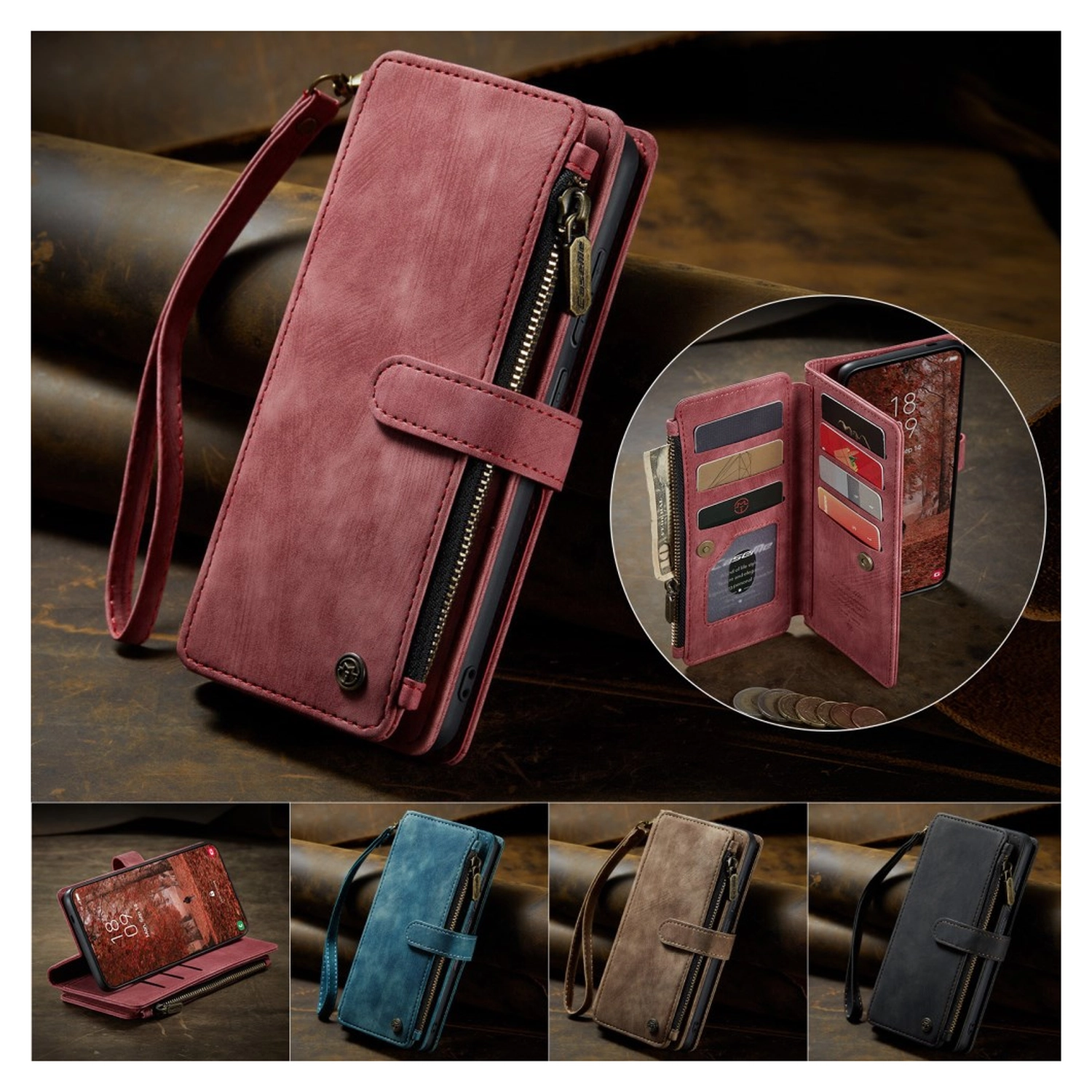 CaseMe C30 Samsung Galaxy S26 Plus Hoesje Pasjeshouder Book Case Rood afbeelding 5
