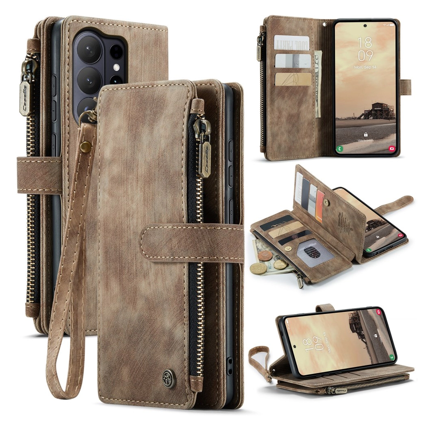CaseMe C30 Samsung Galaxy S26 Ultra Hoesje Pasjeshouder Book Case Bruin afbeelding 1