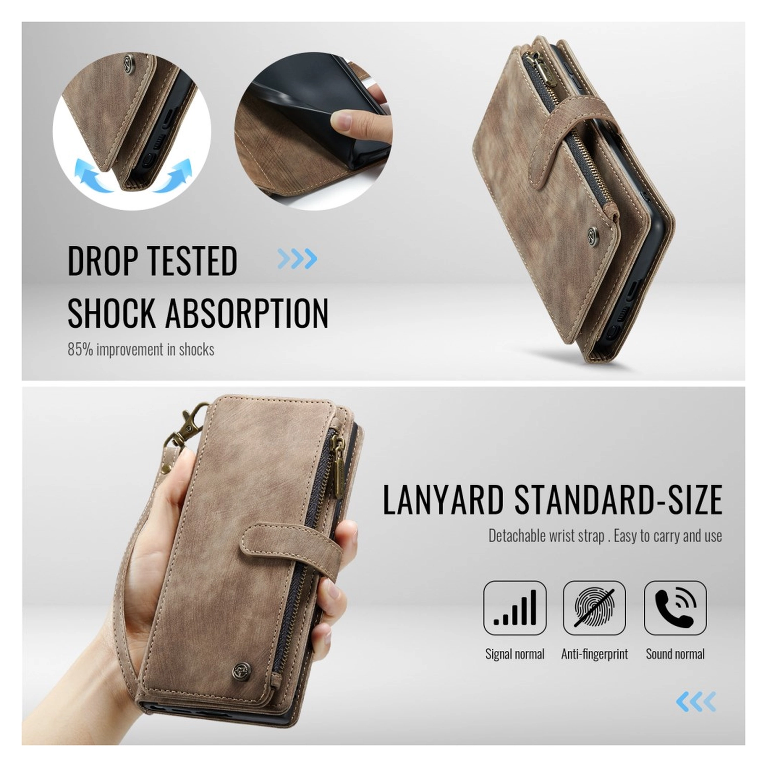 CaseMe C30 Samsung Galaxy S26 Ultra Hoesje Pasjeshouder Book Case Bruin afbeelding 6