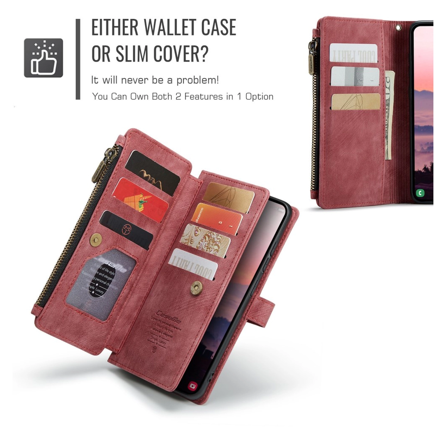 CaseMe C30 Samsung Galaxy S26 Ultra Hoesje Pasjeshouder Book Case Rood afbeelding 9