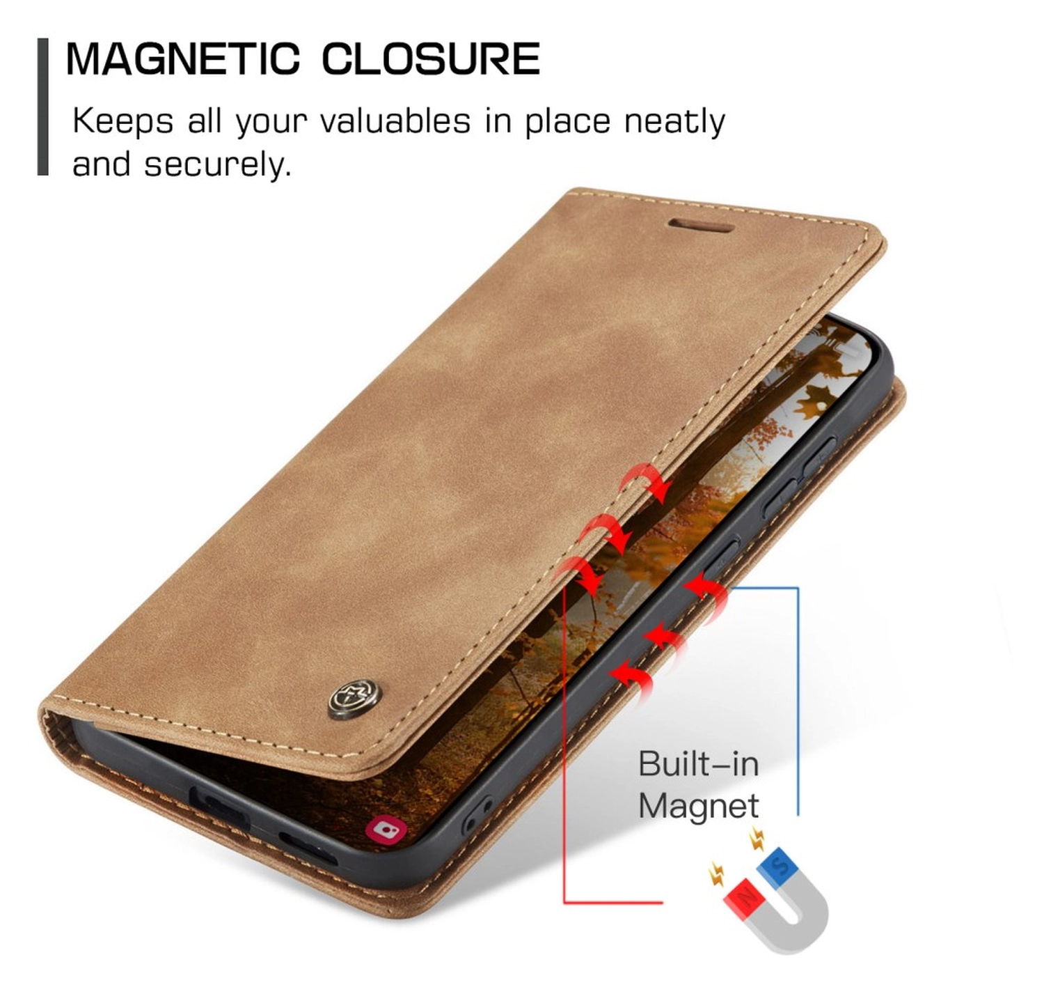 CaseMe 013 Samsung Galaxy S26 Hoesje Book Case met Standaard Bruin afbeelding 10