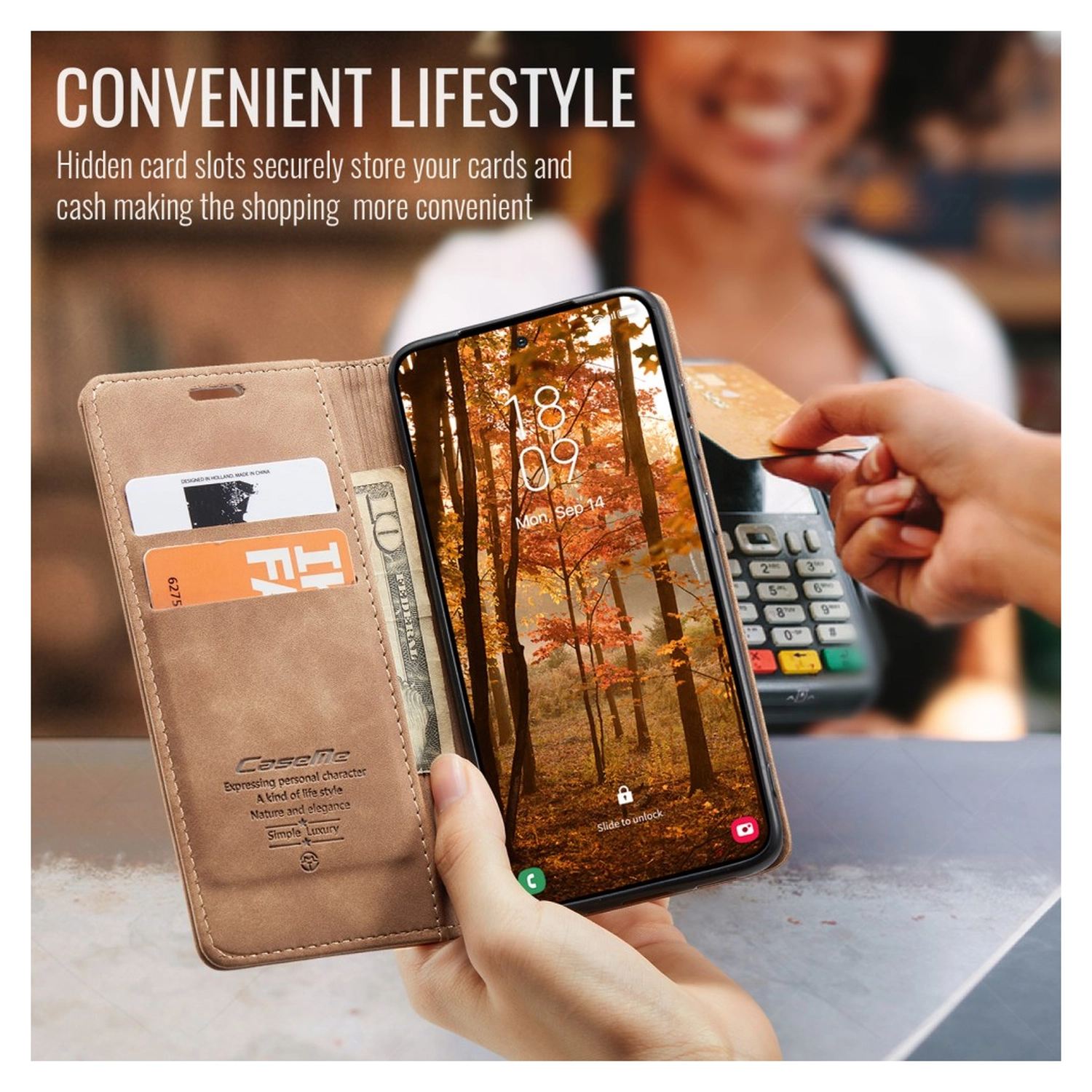 CaseMe 013 Samsung Galaxy S26 Hoesje Book Case met Standaard Bruin afbeelding 2