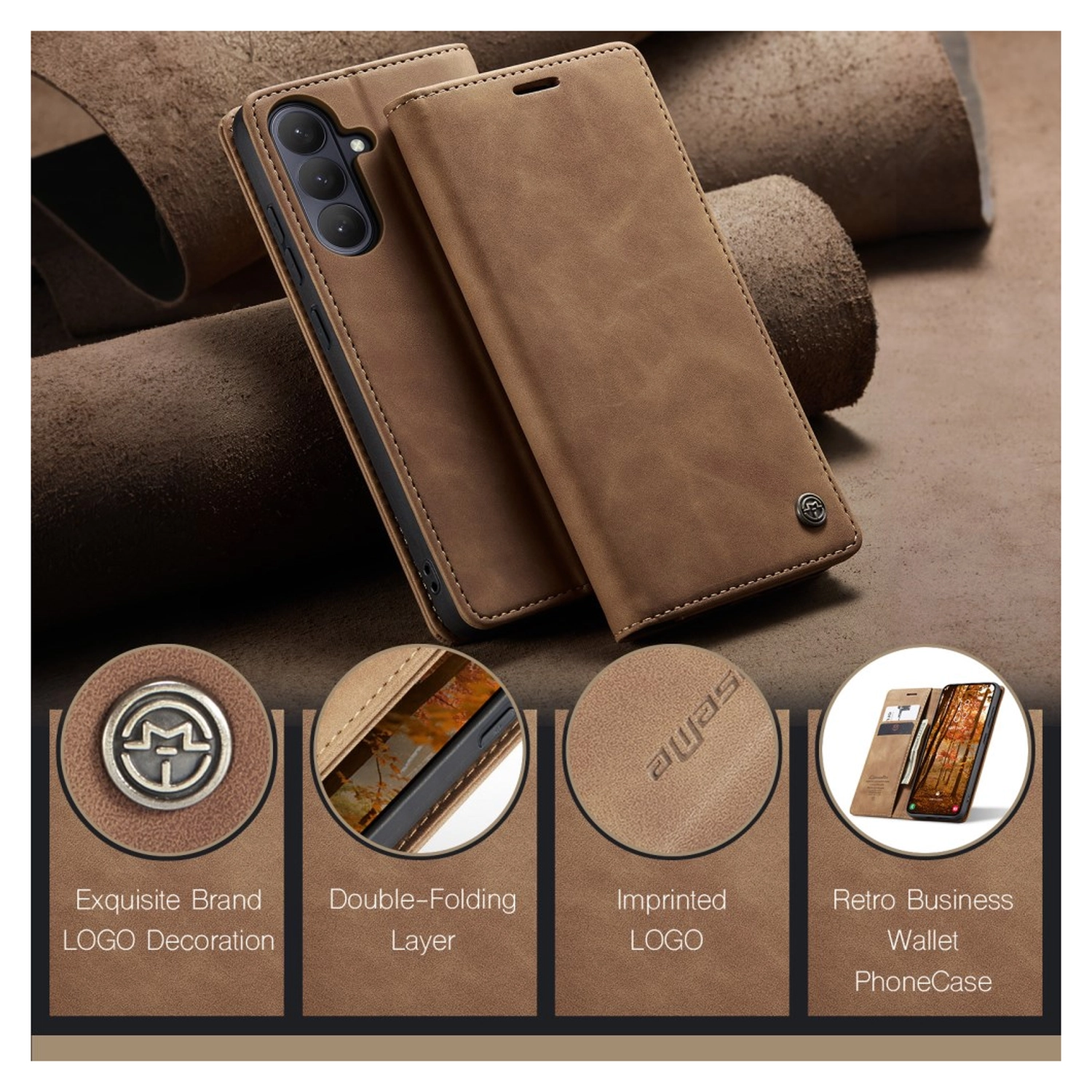 CaseMe 013 Samsung Galaxy S26 Hoesje Book Case met Standaard Bruin afbeelding 5