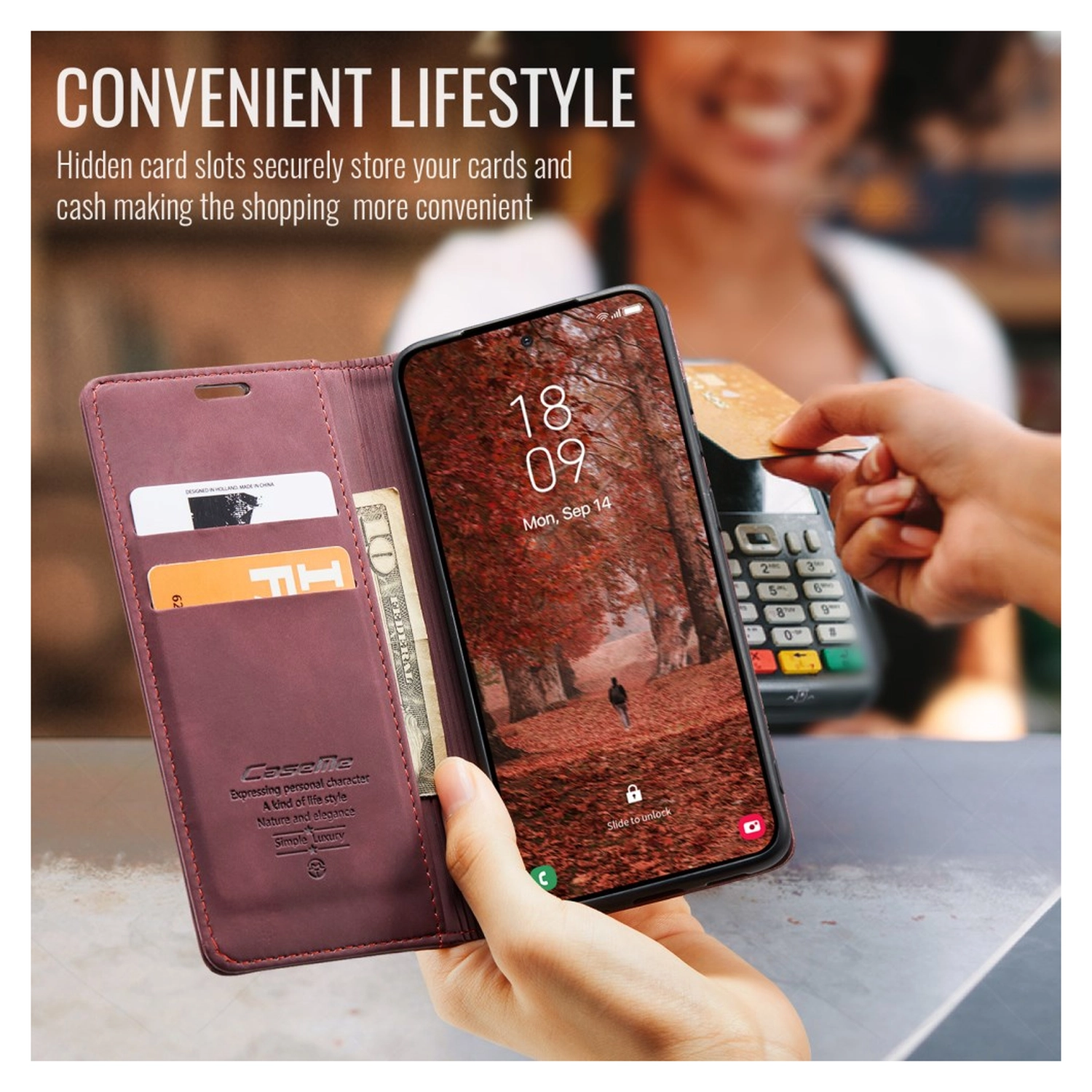 CaseMe 013 Samsung Galaxy S26 Hoesje Book Case met Standaard Rood afbeelding 2
