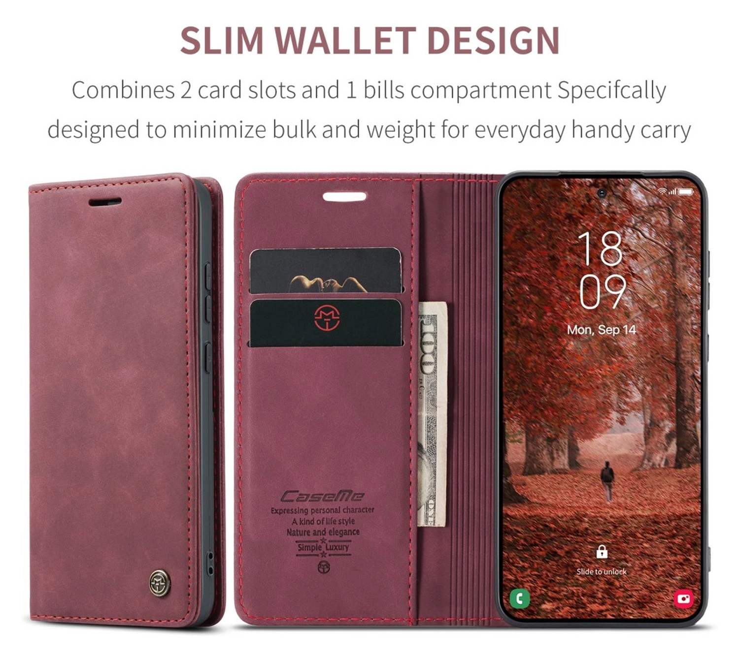 CaseMe 013 Samsung Galaxy S26 Hoesje Book Case met Standaard Rood afbeelding 3