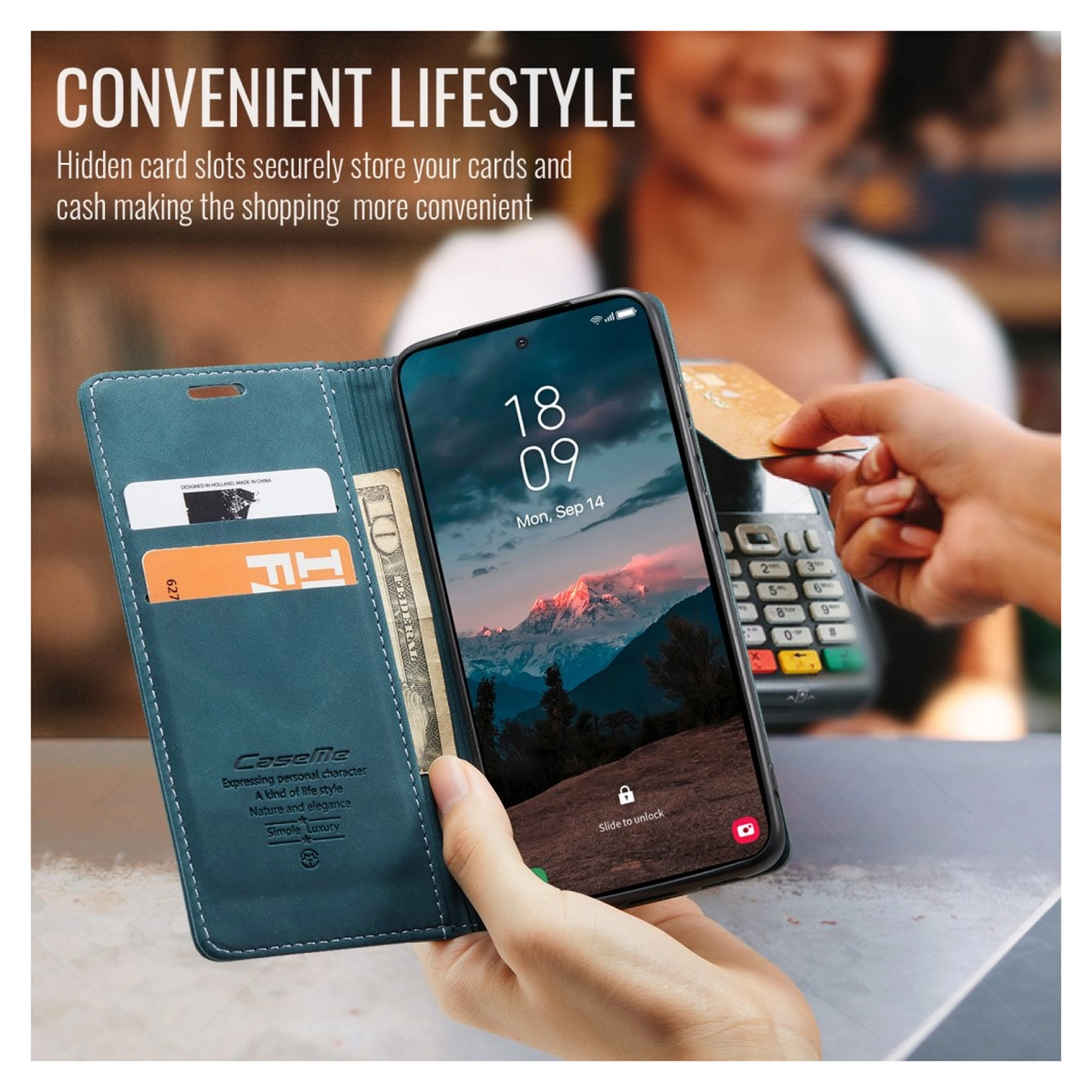 CaseMe 013 Samsung Galaxy S26 Plus Hoesje Book Case met Standaard Blauw afbeelding 2