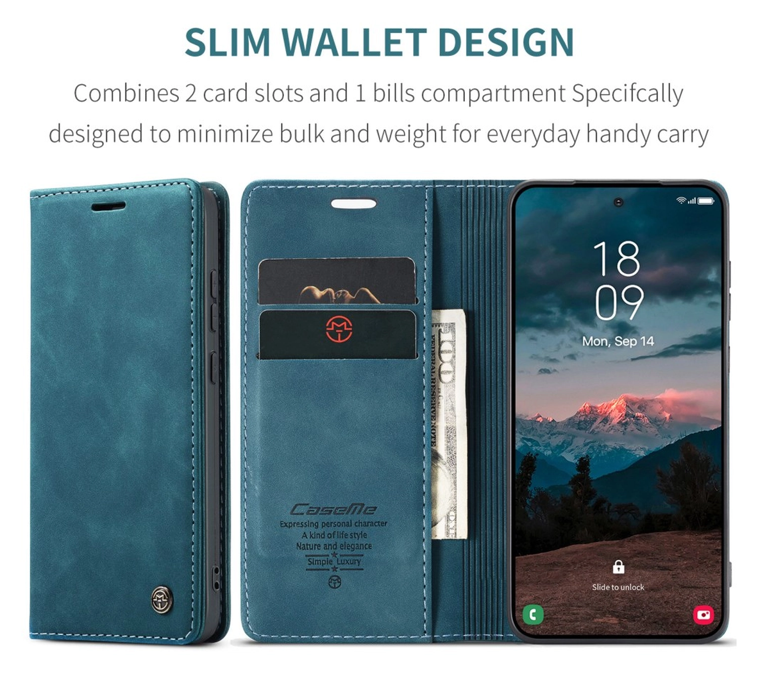 CaseMe 013 Samsung Galaxy S26 Plus Hoesje Book Case met Standaard Blauw afbeelding 3