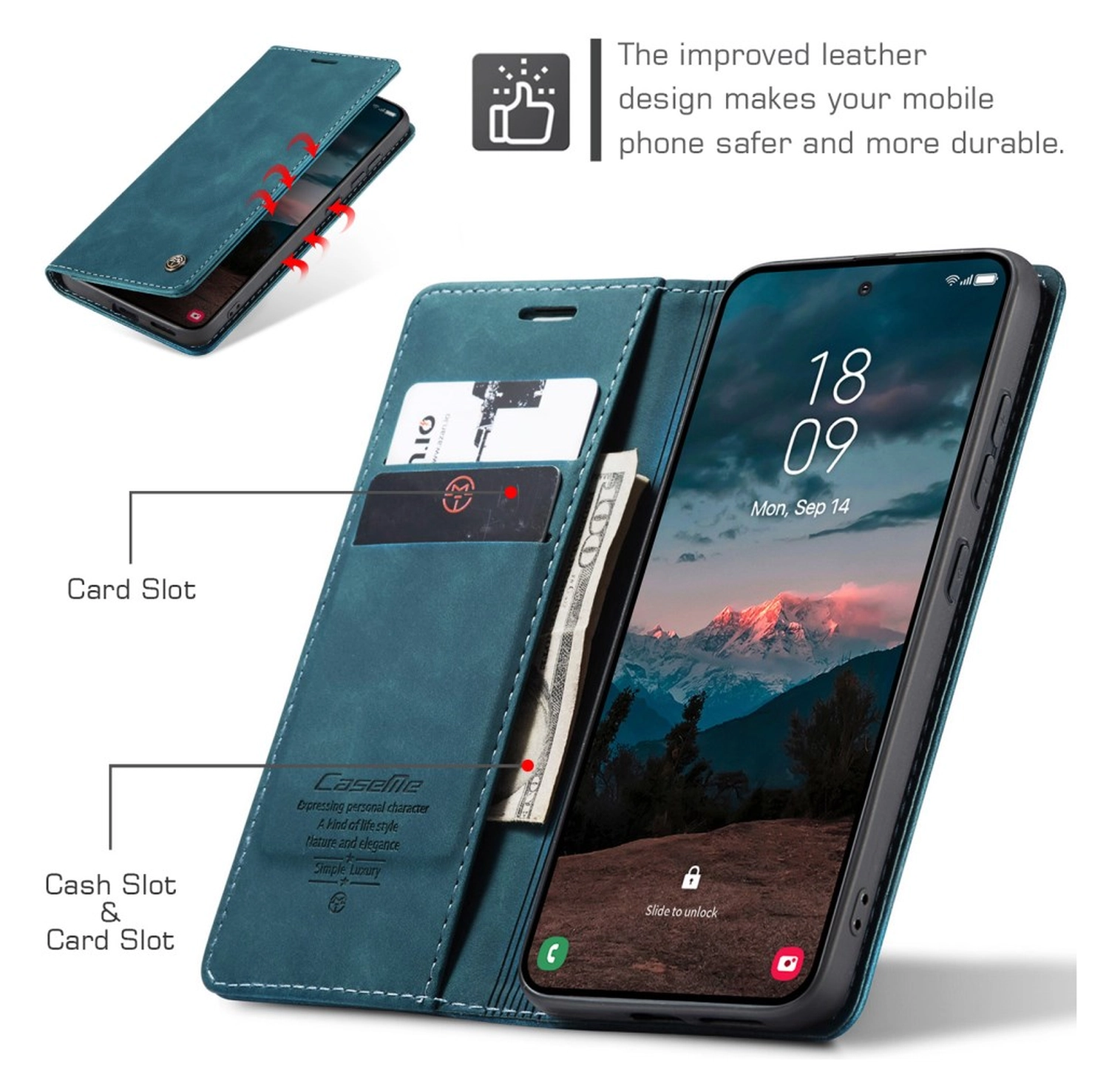 CaseMe 013 Samsung Galaxy S26 Plus Hoesje Book Case met Standaard Blauw afbeelding 4