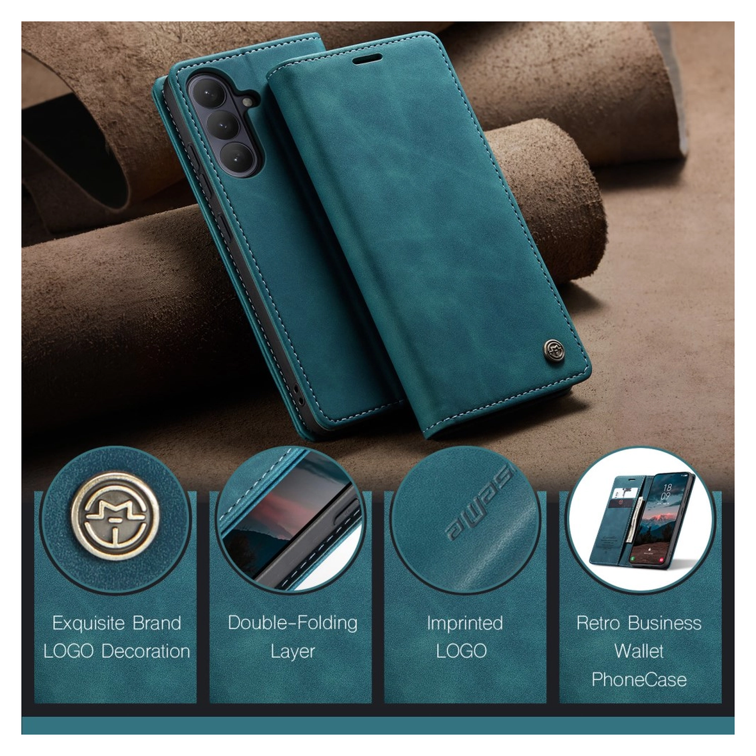 CaseMe 013 Samsung Galaxy S26 Plus Hoesje Book Case met Standaard Blauw afbeelding 5