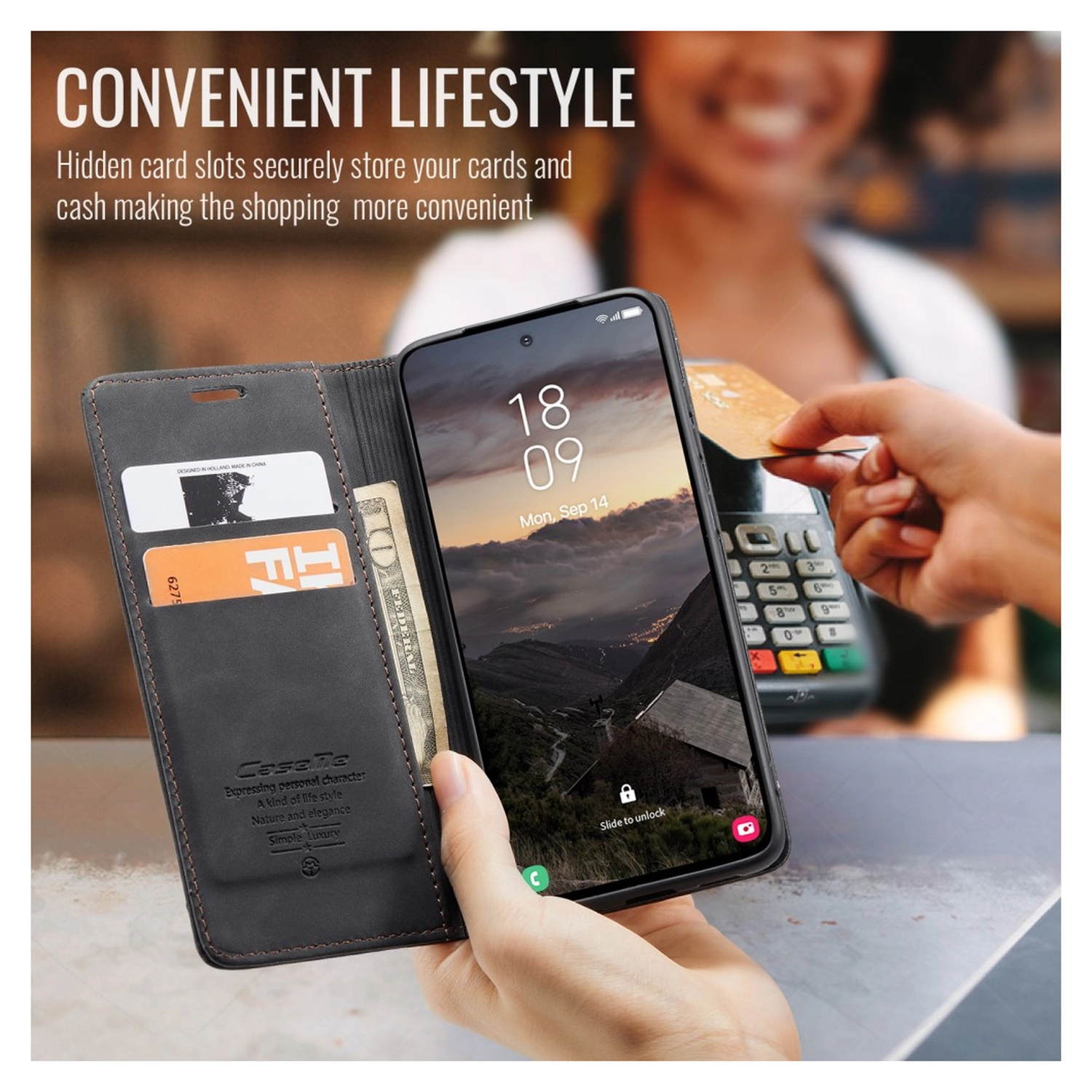 CaseMe 013 Samsung Galaxy S26 Plus Hoesje Book Case met Standaard Zwart afbeelding 2