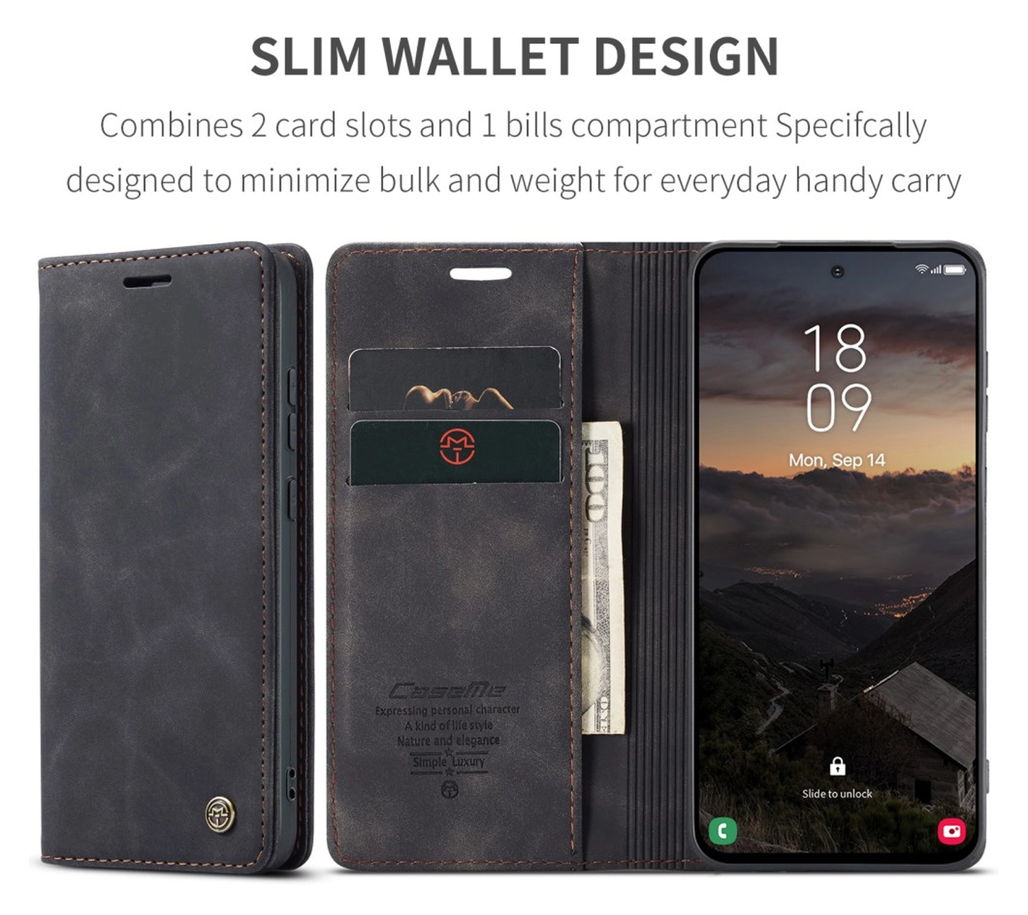 CaseMe 013 Samsung Galaxy S26 Plus Hoesje Book Case met Standaard Zwart afbeelding 3