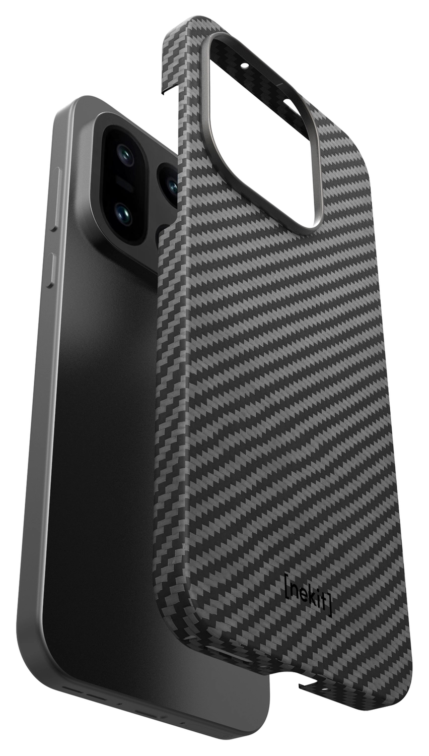 NEKIT Fiber OnePlus 15 Hoesje MagSafe / Qi2 Kevlar Back Cover Dun Zwart afbeelding 11