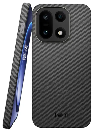NEKIT Fiber OnePlus 15 Hoesje MagSafe / Qi2 Kevlar Back Cover Dun Zwart afbeelding 1