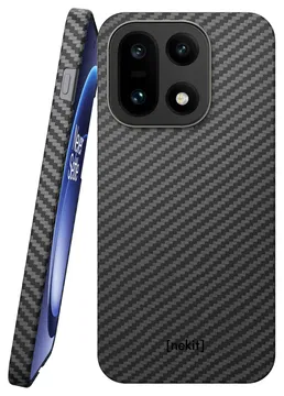 NEKIT Fiber OnePlus 15 Hoesje MagSafe / Qi2 Kevlar Back Cover Dun Zwart