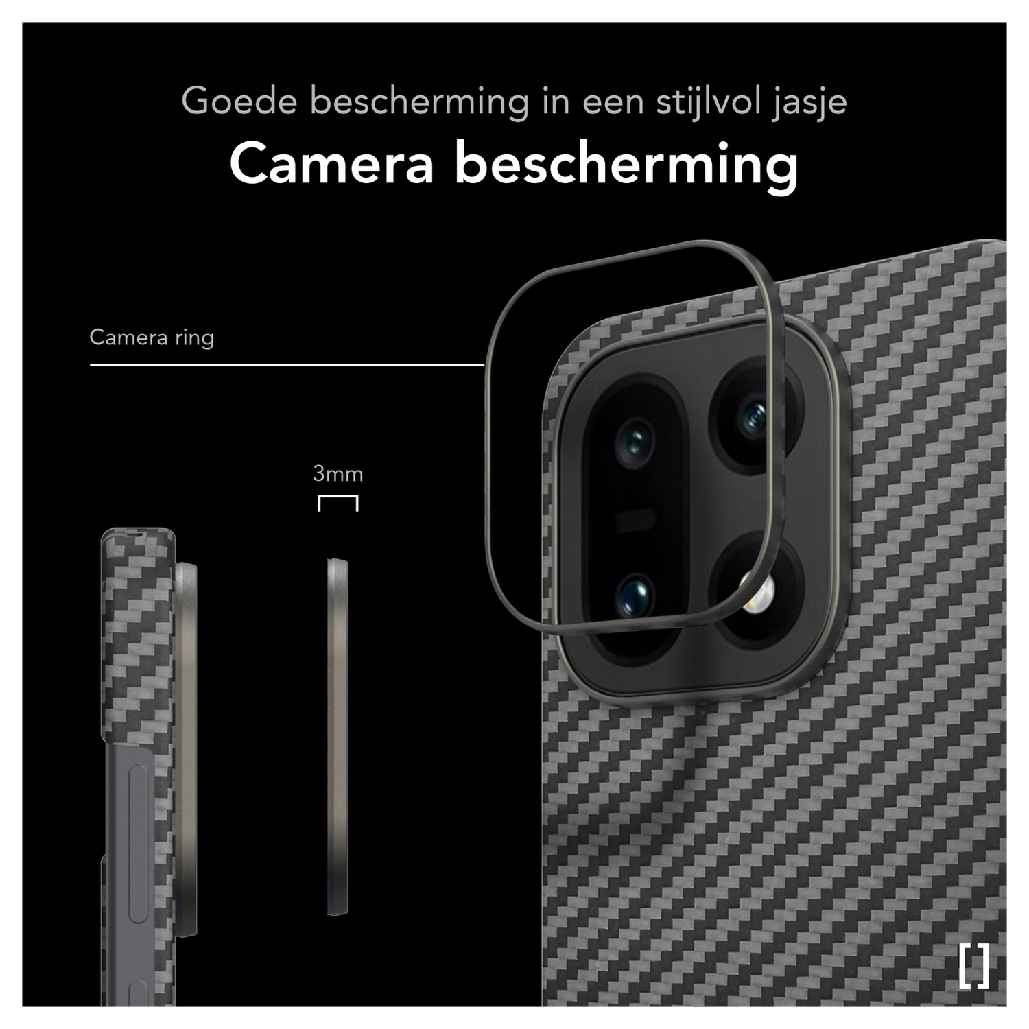 NEKIT Fiber OnePlus 15 Hoesje MagSafe / Qi2 Kevlar Back Cover Dun Zwart afbeelding 3