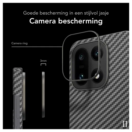 NEKIT Fiber OnePlus 15 Hoesje MagSafe / Qi2 Kevlar Back Cover Dun Zwart afbeelding 3