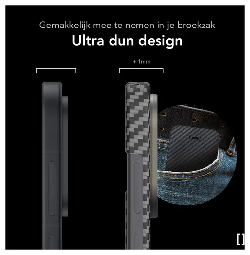 NEKIT Fiber OnePlus 15 Hoesje MagSafe / Qi2 Kevlar Back Cover Dun Zwart afbeelding 4