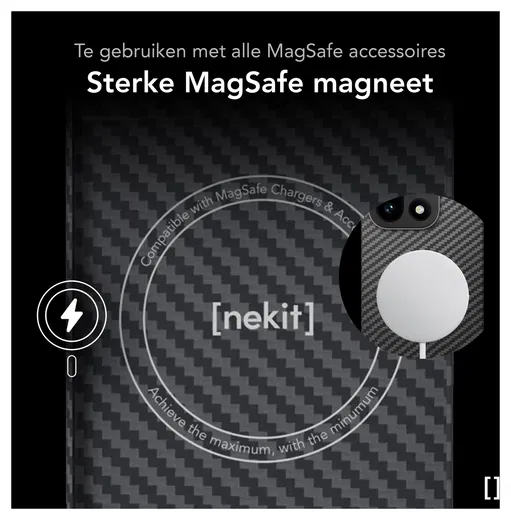 NEKIT Fiber OnePlus 15 Hoesje MagSafe / Qi2 Kevlar Back Cover Dun Zwart afbeelding 5