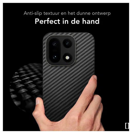 NEKIT Fiber OnePlus 15 Hoesje MagSafe / Qi2 Kevlar Back Cover Dun Zwart afbeelding 6