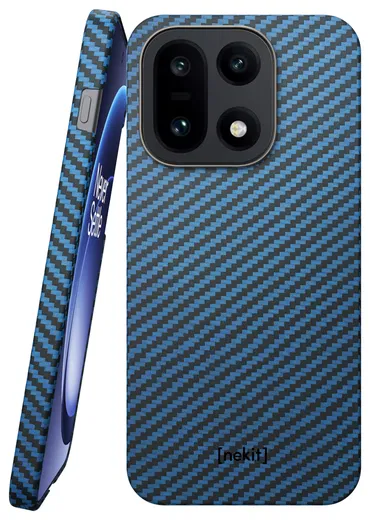 NEKIT Fiber OnePlus 15 Hoesje MagSafe / Qi2 Kevlar Back Cover Dun Blauw afbeelding 1
