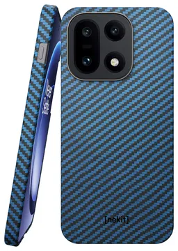 NEKIT Fiber OnePlus 15 Hoesje MagSafe / Qi2 Kevlar Back Cover Dun Blauw