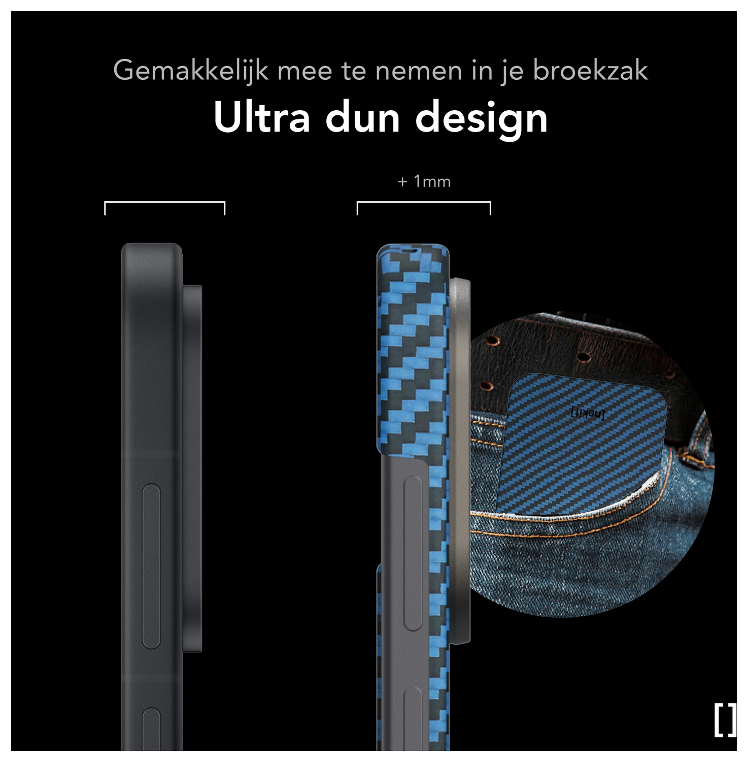 NEKIT Fiber OnePlus 15 Hoesje MagSafe / Qi2 Kevlar Back Cover Dun Blauw afbeelding 4