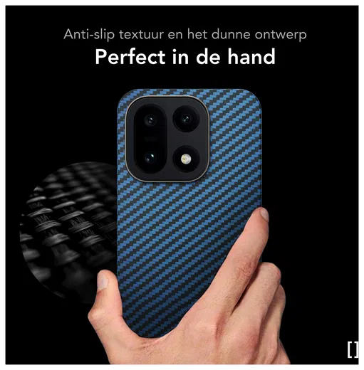 NEKIT Fiber OnePlus 15 Hoesje MagSafe / Qi2 Kevlar Back Cover Dun Blauw afbeelding 6