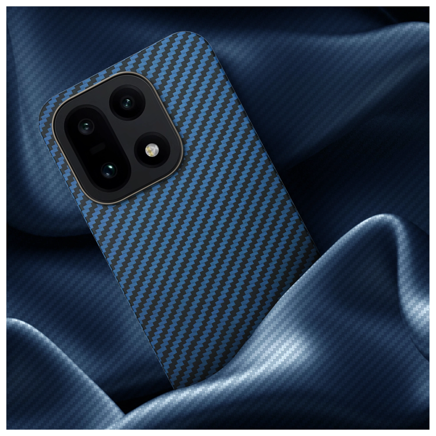 NEKIT Fiber OnePlus 15 Hoesje MagSafe / Qi2 Kevlar Back Cover Dun Blauw afbeelding 12