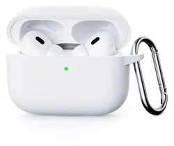 Apple AirPods Pro 3 Siliconen Hoesje met Karabijnhaak Wit afbeelding