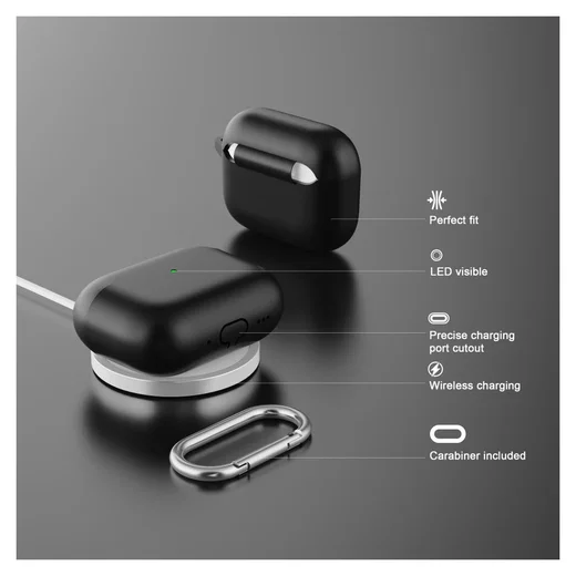 Apple AirPods Pro 3 Siliconen Hoesje met Karabijnhaak Wit afbeelding 3