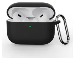 Apple AirPods Pro 3 Siliconen Hoesje met Karabijnhaak Zwart afbeelding