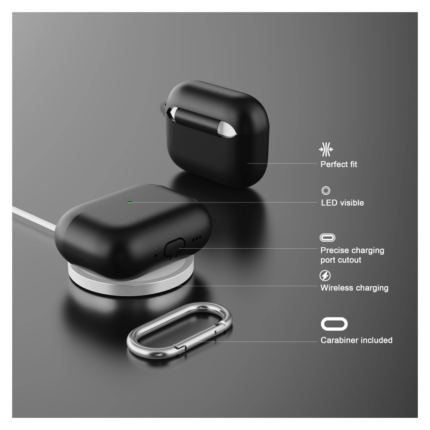 Apple AirPods Pro 3 Siliconen Hoesje met Karabijnhaak Blauw afbeelding 3
