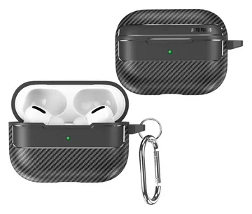 Apple AirPods Pro 3 Carbon TPU Hoesje met Karabijnhaak Zwart
