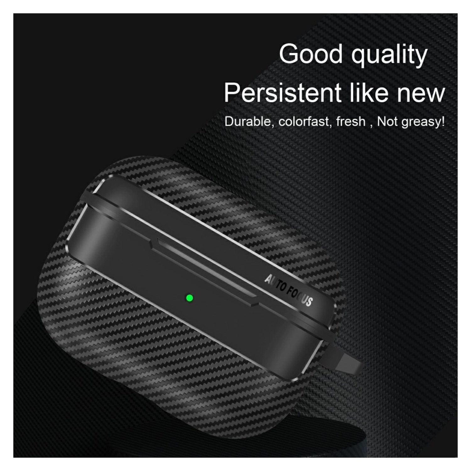 Apple AirPods Pro 3 Carbon TPU Hoesje met Karabijnhaak Zwart afbeelding 3